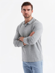 Men's longsleeve with polo collar BASIC - grey melange V4 OM-POBL-0114