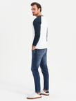 Men's longsleeve with contrast raglan sleeves - white and navy V1 OM-LSCL-0105