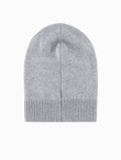 Zimowa czapka męska beanie z bawełnianej dzianiny – szary melanż V5 OM-ACWH-0124
