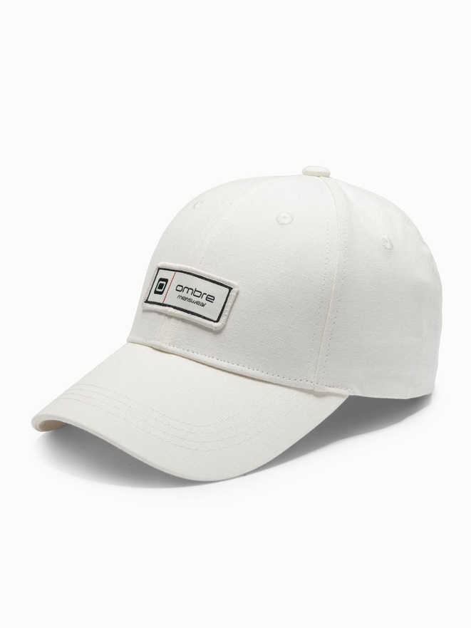 Men's baseball cap with visor and patch - cream V4 OM-ACCS-0103