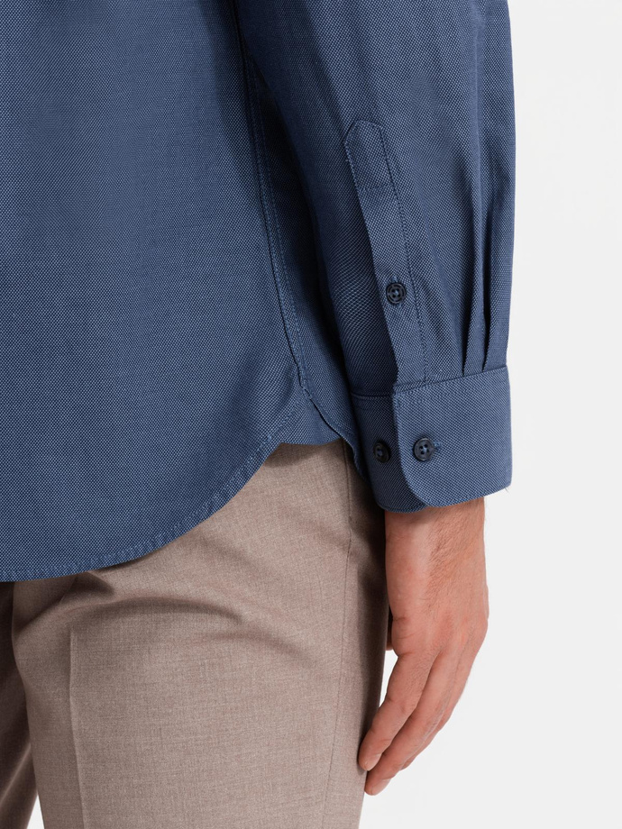 Men's cotton shirt with pocket REGULAR FIT - blue V3 OM-SHCS-0147