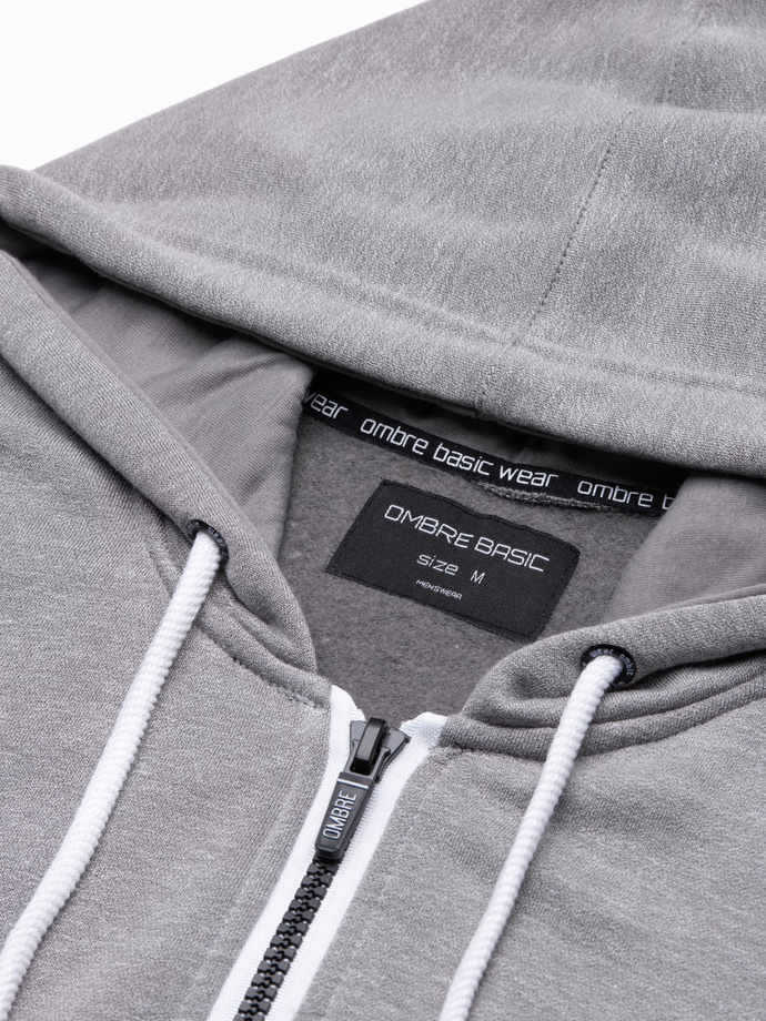 Bluza męska rozpinana z kapturem BASIC - szary melanż V7 B977
