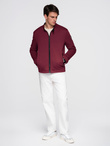 Men's structured fabric biker jacket - maroon V2 C642