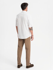 Men's REGULAR FIT chino pants with fine texture - dark beige V2 OM-PACP-0184