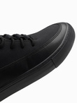 Buty męskie sneakersy za kostkę z ozdobnymi zakładkami – czarne V4 OM-FOSH-0176
