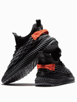Męskie lekkie buty sneakersy sznurowane - czarne V3 OM-FOKS-0141