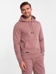 Komplet męski dresowy BASIC bluza kangurka + joggery – ciemnoróżowy V4