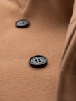 Men's coat with asymmetrical fastening and high collar - light brown V4 OM-COWC-0141