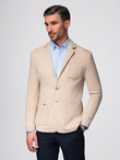 Men's SLIM knit jacket with subtle texture - beige V5 OM-BLZB-0101