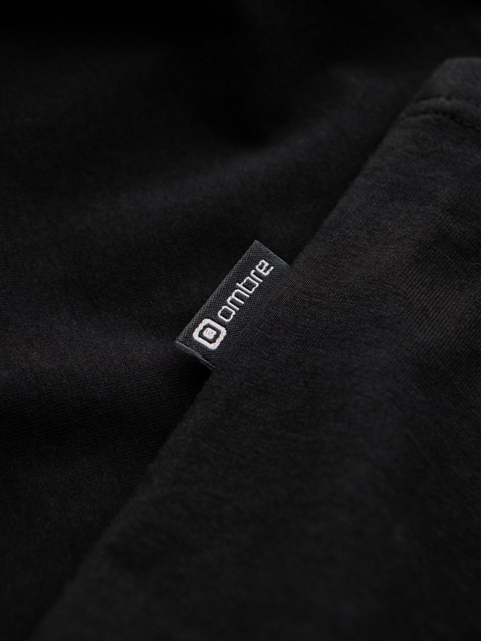 Longsleeve męski z elastanem sygnowany z okrągłym dekoltem - czarny V3 OM-LSCL-0102