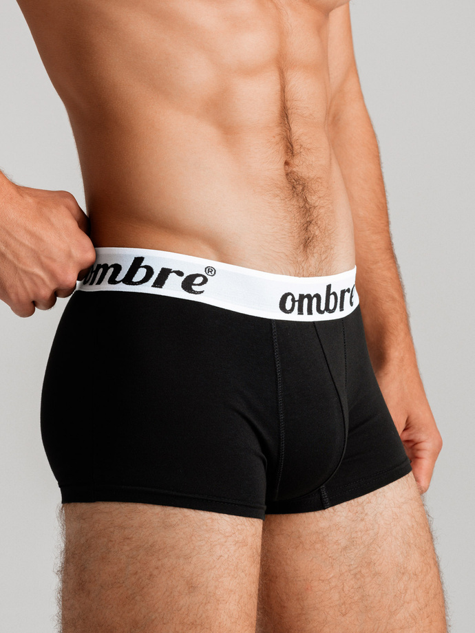 Men's cotton boxer shorts with contrasting elastic - 7-pack black V1 OM-UNBO-0100