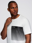 T-shirt męski bawełniany z graficznym printem  – biały V1 OM-TSPT-0246