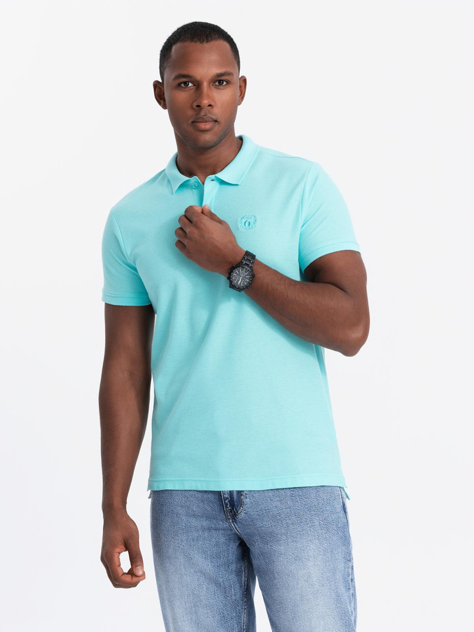 Men's BASIC single color pique knit polo shirt - mint V18 OM-POBS-0100