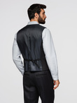 Elegant men's SLIM FIT herringbone vest - black V3 OM-BLZV-0143