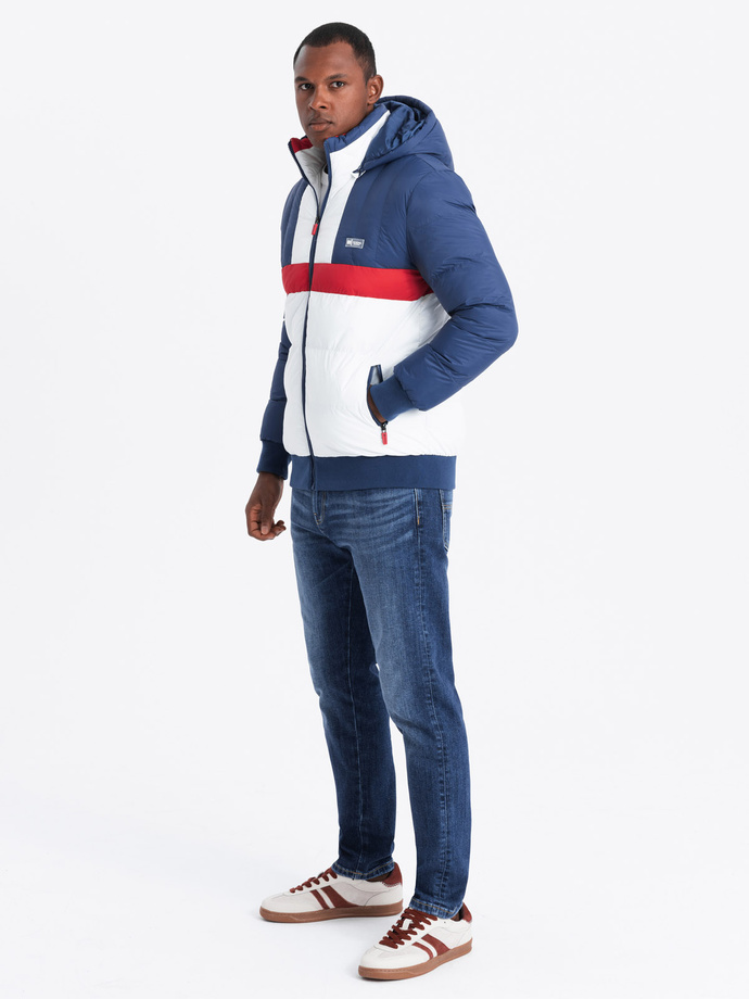 Men's colorful retro sports jacket - blue and white V1 OM-JALP-0175