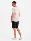 Men's cotton cargo shorts with elastic waistband - black V4 OM-SRCG-0190