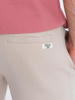 Men's knit shorts with drawstring and pockets - light beige V1 OM-SRBS-0139