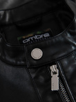 Men's faux leather jacket with ribbed bottom hem - black V2 OM-JAFL-0109