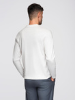 Sweter męski polo z haftem na piersi – biały V2 OM-POLS-0140