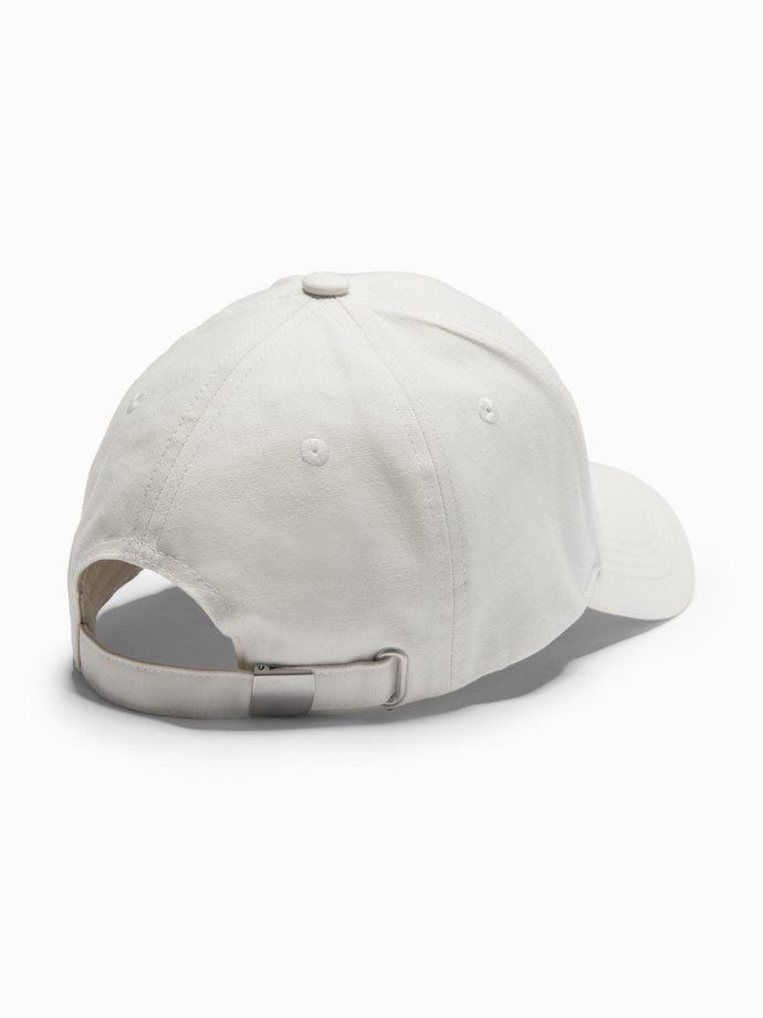 Men's baseball cap with visor and patch - cream V4 OM-ACCS-0103 