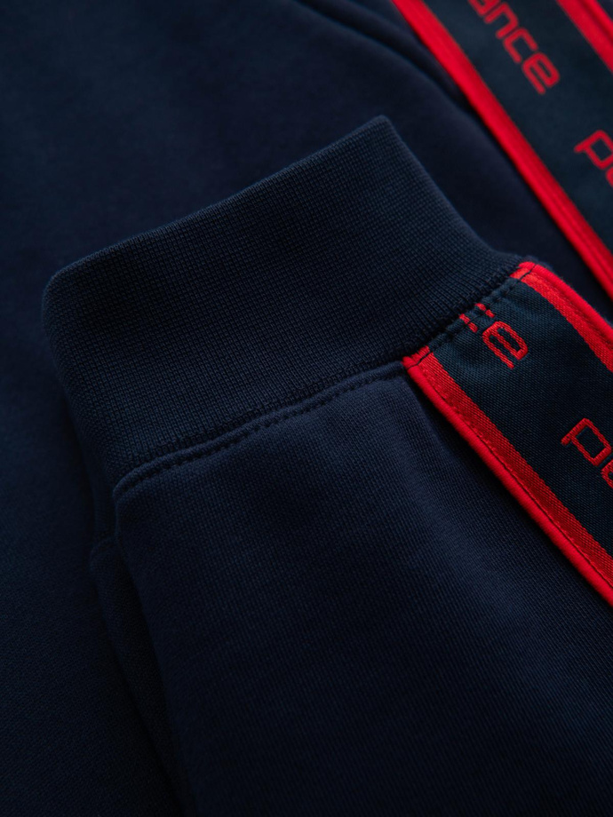 Men's sports jogger pants with stripes - navy blue V3 OM-PASK-0284