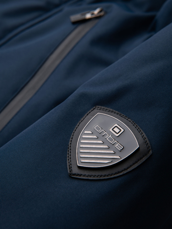 Alaskan men's winter jacket with detachable fur from the hood - navy blue V1 OM-JALJ-0148