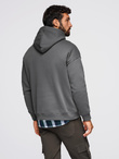 Unbuttoned men's sweatshirt with stand-up collar and hood - black V1 OM-SSZP-0216