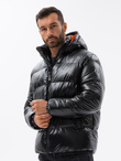 Kurtka męska zimowa puffer błyszcząca - czarna V1 C545