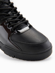 Wysokie buty męskie sneakersy z połyskującymi elementami – czarne V1 OM-FOSH-0178