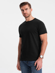 Klasyczny T-shirt męski bawełniany BASIC - czarny V1 OM-TSBS-0146