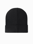 Dzianinowa męska czapka beanie z haftowanym napisem – czarna V1 OM-ACWH-0120