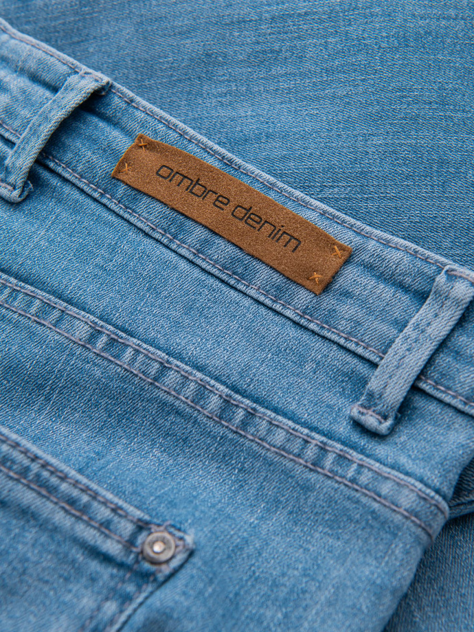 Classic men's SLIM FIT jeans with elastane - light blue V2 OM-PADP-0216