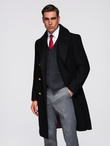 Men's insulated coat with hood and concealed zipper - black V1 OM-COWC-0110