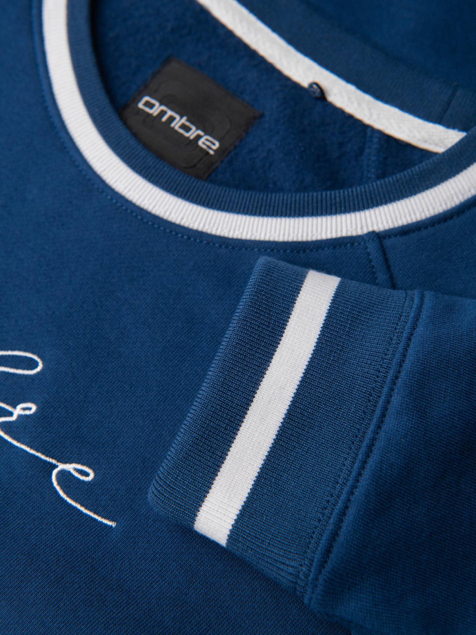 Men's raglan sleeve sweatshirt with contrasting details - dark blue V1 OM-SSNZ-0244