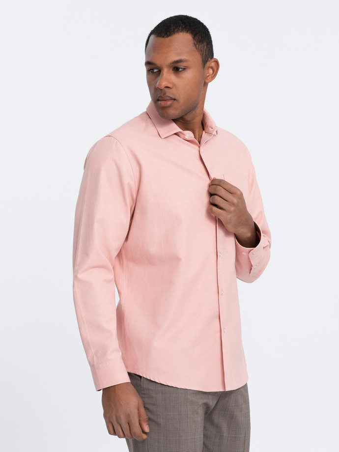 Men's REGULAR FIT shirt with pocket - pink V5 OM-SHCS-0148