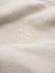 Men's melange polo shirt with striped collar - sand V4 OM-POSS-0109