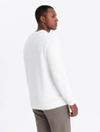 Sweter męski RELAXED FIT z dzianiny o diamentowym splocie – złamana biel V1 OM-SWSW-0110