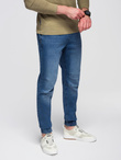 Men's wash-effect denim JOGGERS pants - blue V2 OM-PADJ-0267