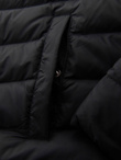 Men's quilted jacket with combined materials and hood - navy blue V3 OM-JALJ-0266
