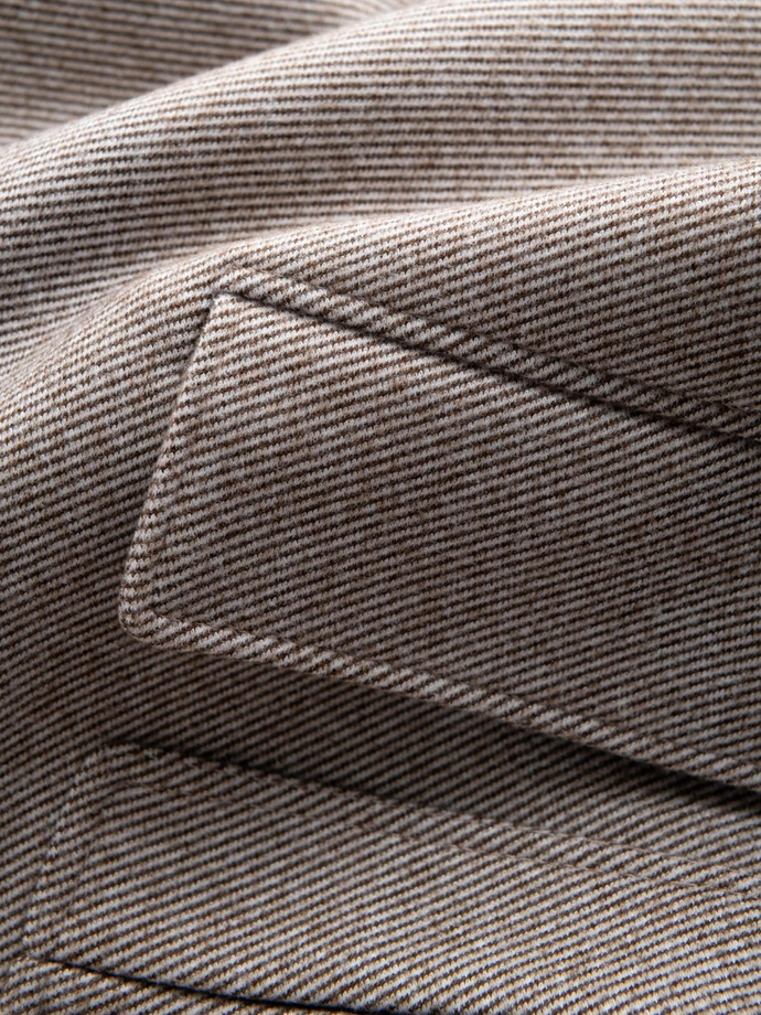 Single-breasted patterned men's coat with pockets - ash V1 OM-COWC-0108