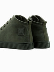 Men's high-top sneakers with decorative wavy sole - olive V3 OM-FOTH-0126