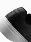 Men's eco leather sneakers shoes with thick sole - black V5 OM-FOSL-0166