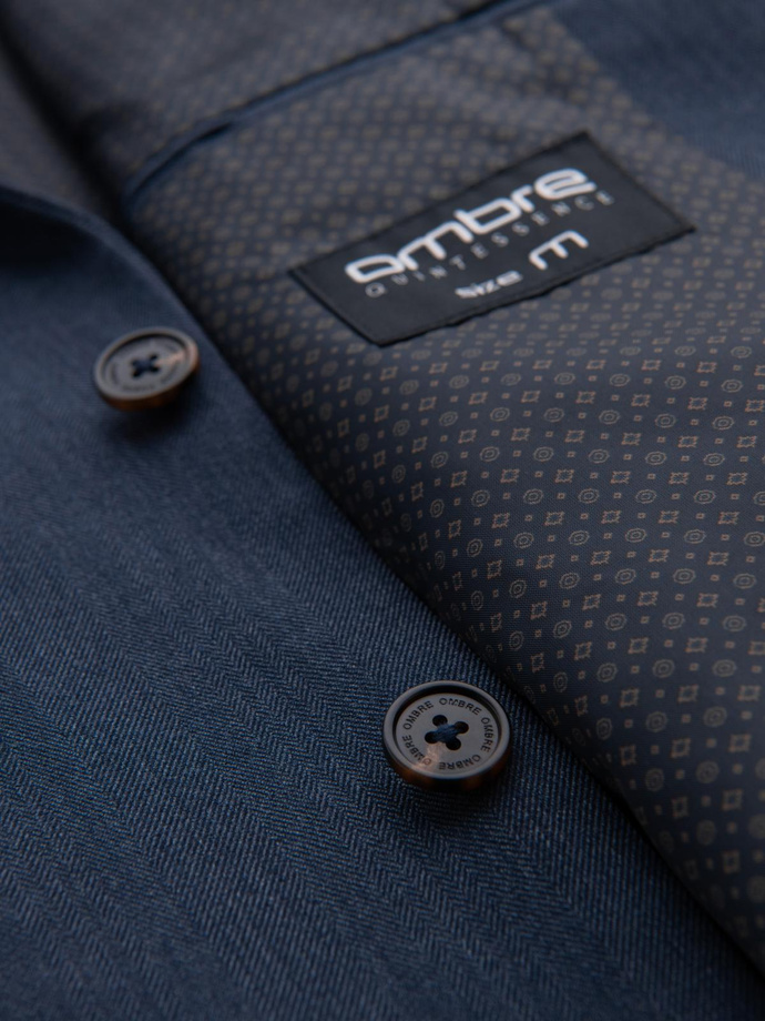 Elegant men's SLIM FIT jacket with rayon - dark blue V3 OM-BLZB-0135