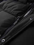Men's quilted long jacket with detachable hood - black V1 OM-JALJ-0190