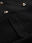 Men's coat with asymmetrical fastening and high collar - light brown V4 OM-COWC-0120