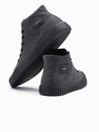 Męskie buty trampki canvas z wysoką cholewką – czarne V1 OM-FOTH-0186