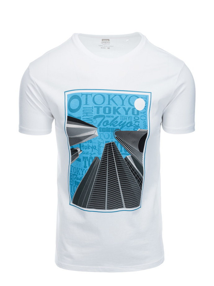 Men's printed t-shirt V-5A- white S1434