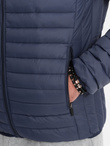 Men's quilted bagged jacket - navy blue V1 OM-JALP-0156