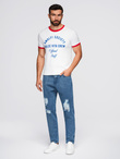 Men's denim pants CARROT FIT with rubbing - blue V2 OM-PADP-0250