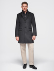 Unbuttoned men's wool blend coat - graphite V2 OM-COWC-0121
